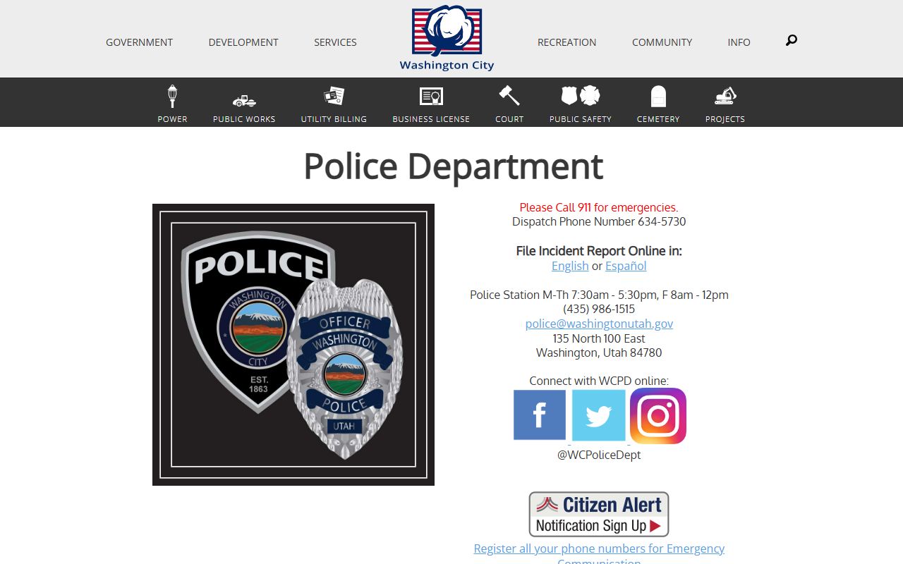 Washington police blotter police department page