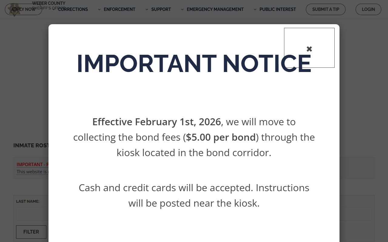 Weber County police blotter inmate roster page